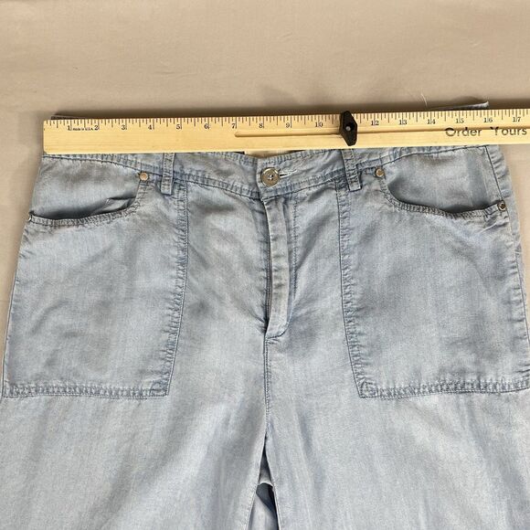 MICHAEL Michael Kors Wide-Leg Chambray Pants Women's M Cadet Wash Denim Pastel - Picture 9 of 16